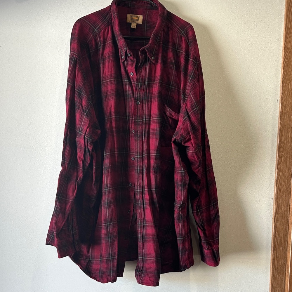 Men's Red Plaid Button-Up Shirt